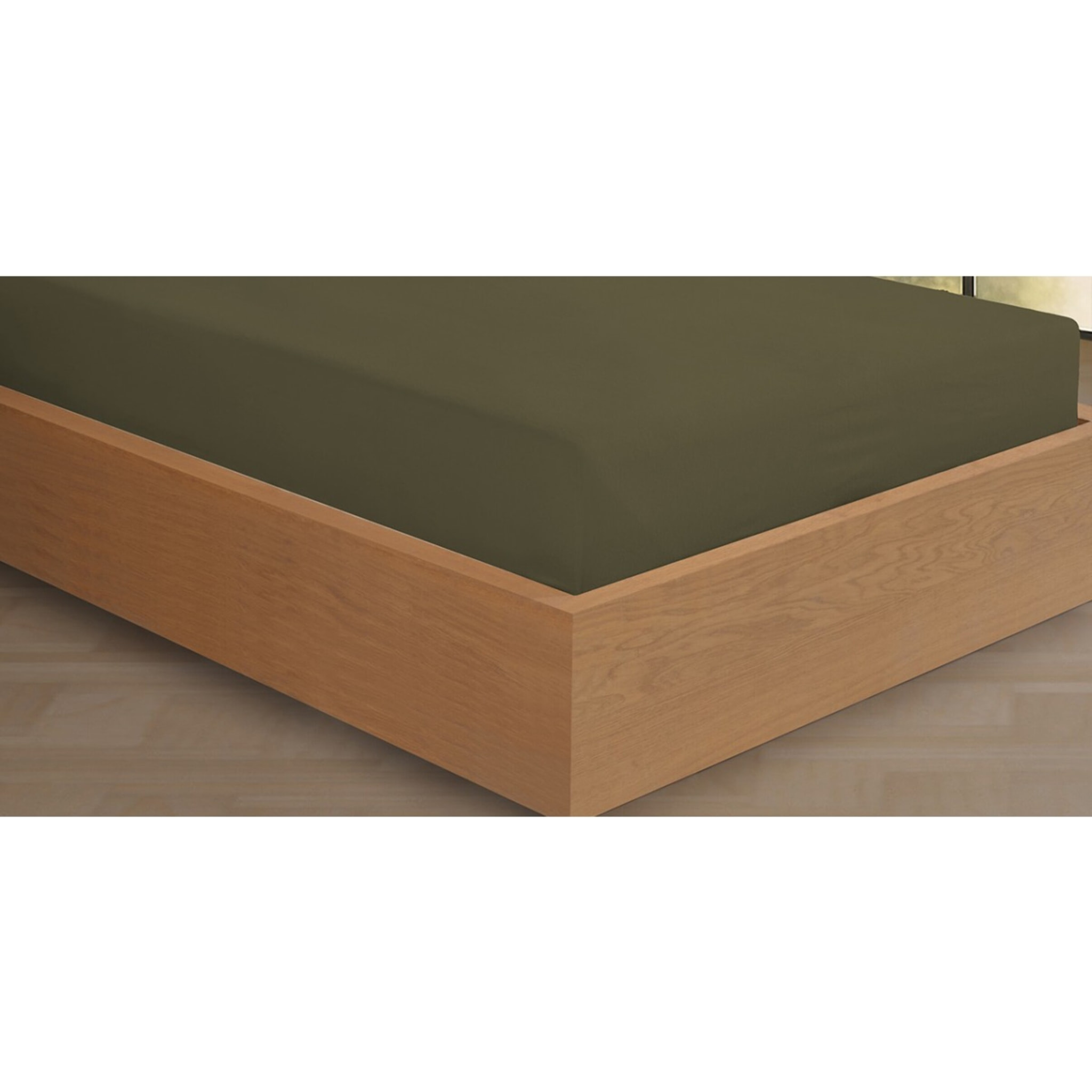 Drap housse Flanelle de coton kaki