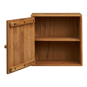 Mensola da parete con sportello Townsville in rovere massiccio 30x18x30 cm