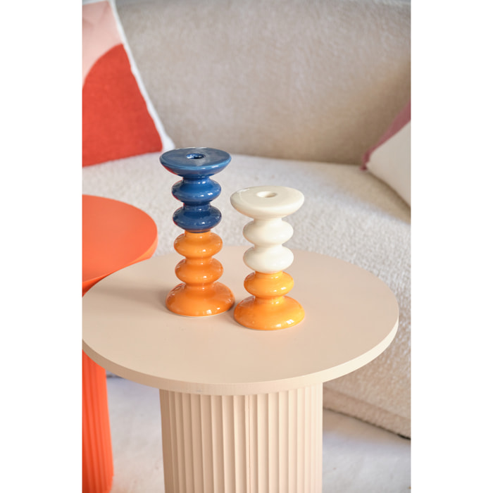 Chelsea - Set de 2 bougeoirs verticaux céramique bicolore