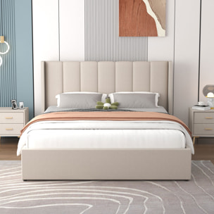 Lit coffre design 160x200cm en velours beige CARSON