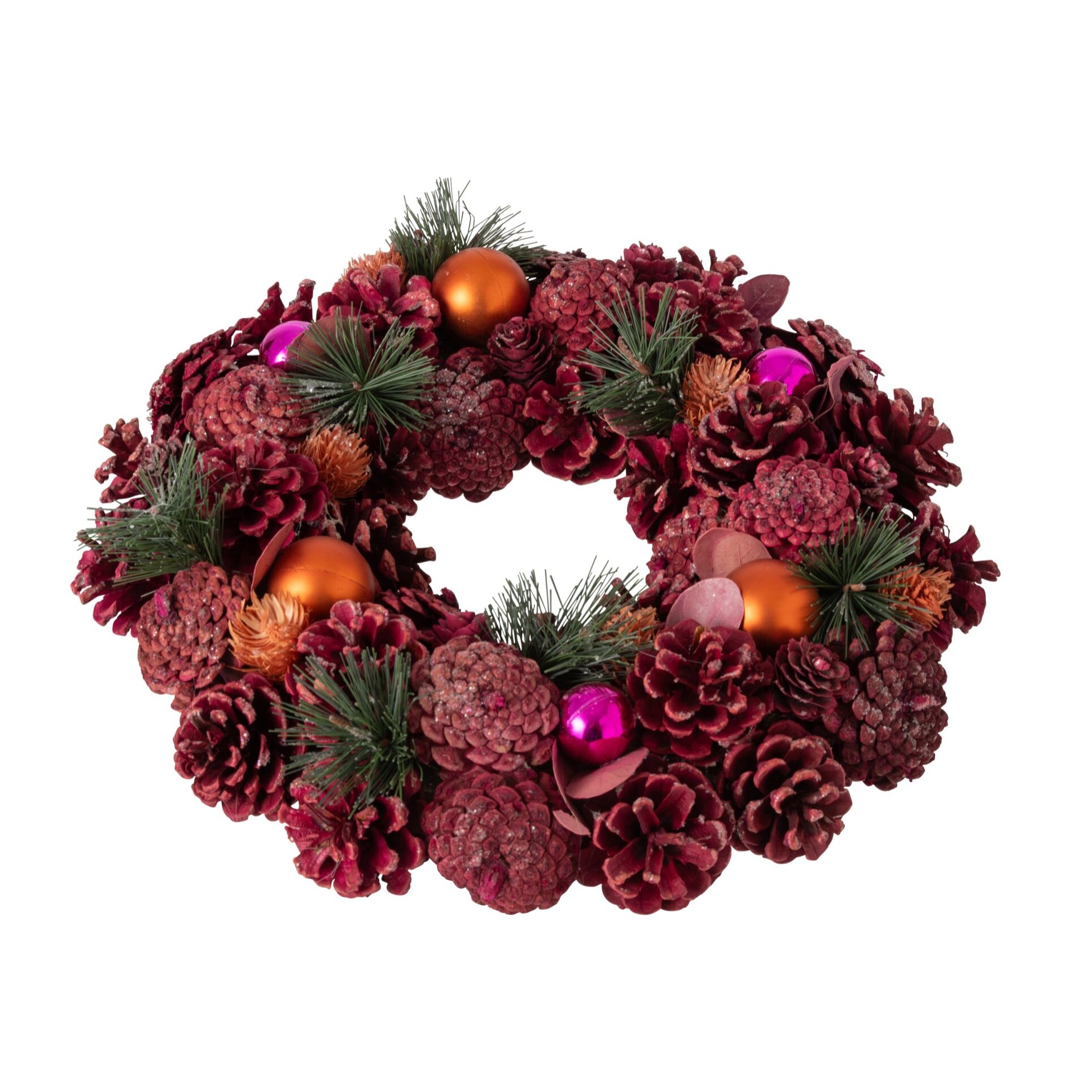 J-Line couronne pomme de pin - rose foncé/orange