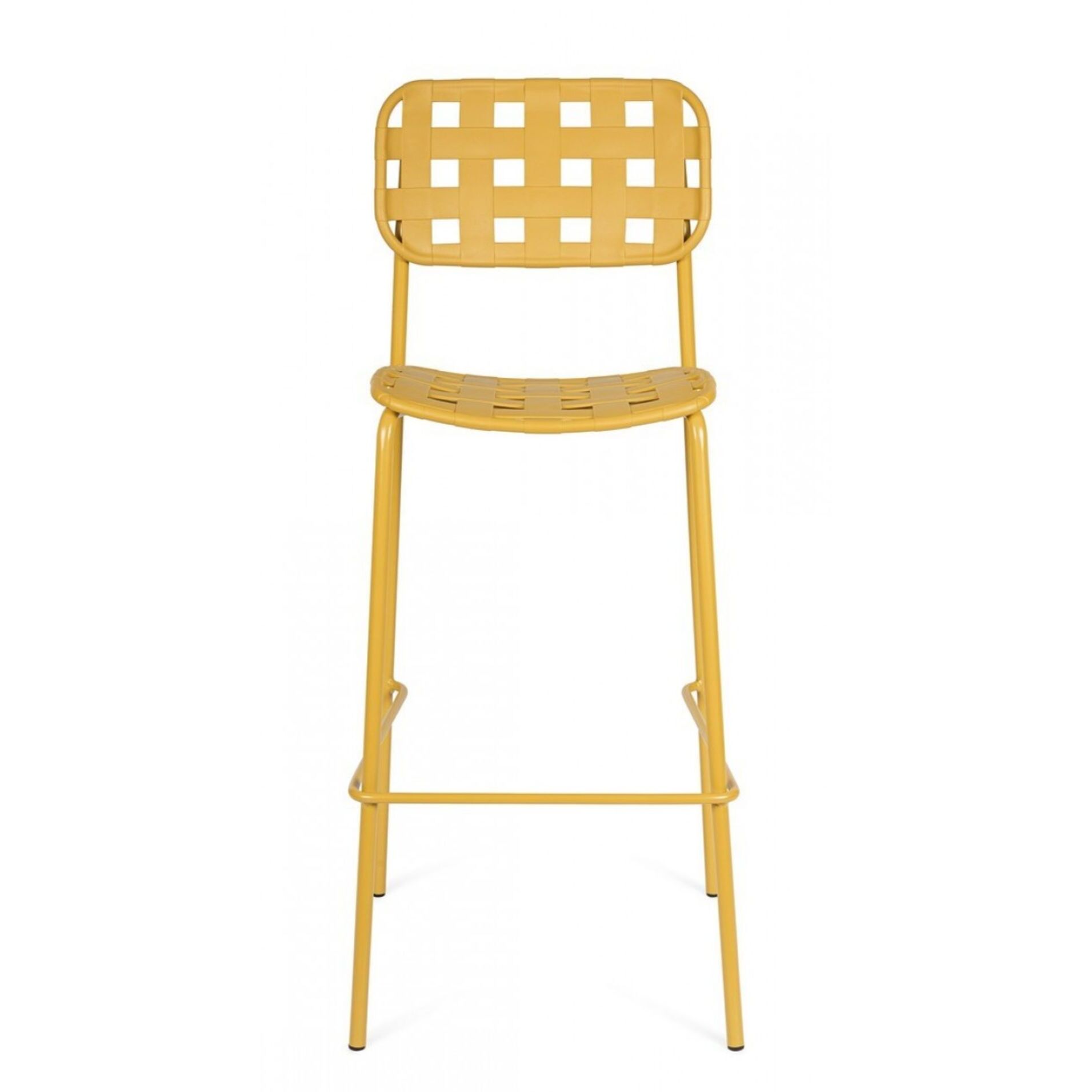 Set di 4 sgabelli CLOVER in polipropilene giallo e struttura acciaio, impilabili