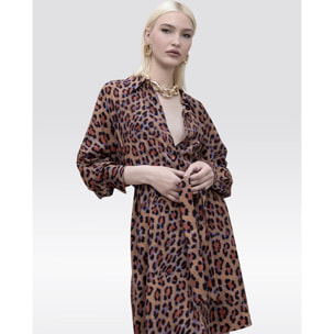 Abito corto con stampa animalier