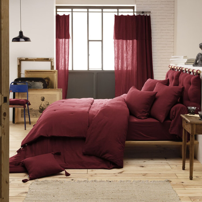 Housse De Couette 100% gaze De Coton Lie De Vin