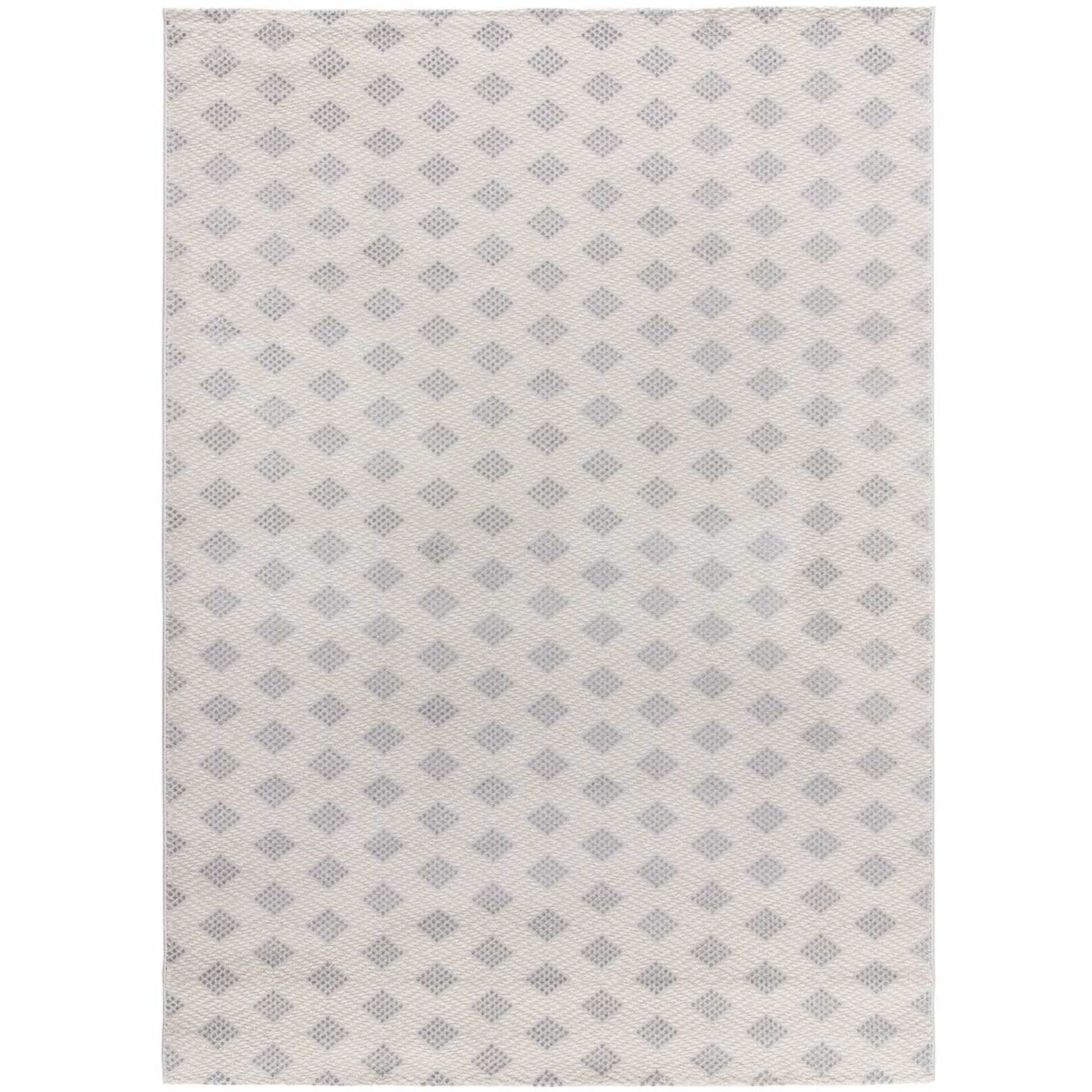 BARESA Alfombra geométrica con relieve en tonos crema y gris, varias medidas disponibles