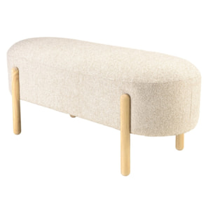 LEOPOLD - Banc en tissu effet laine beige et pieds bois
