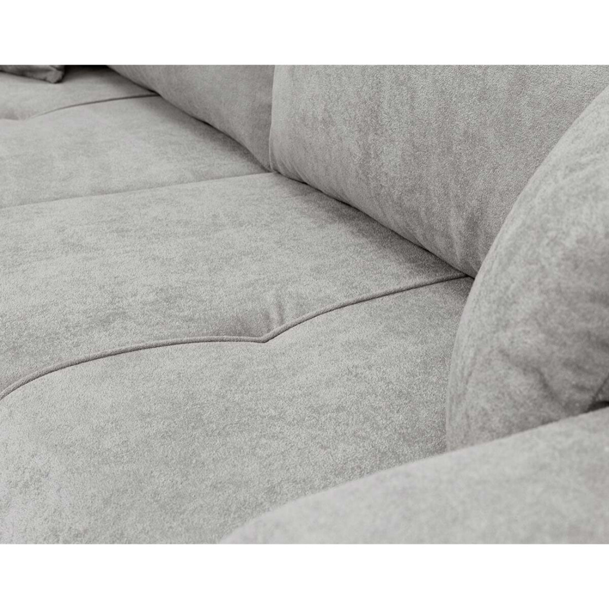 Nicole - Canapé droit 3 places convertible avec coffre en tissu - Gris clair