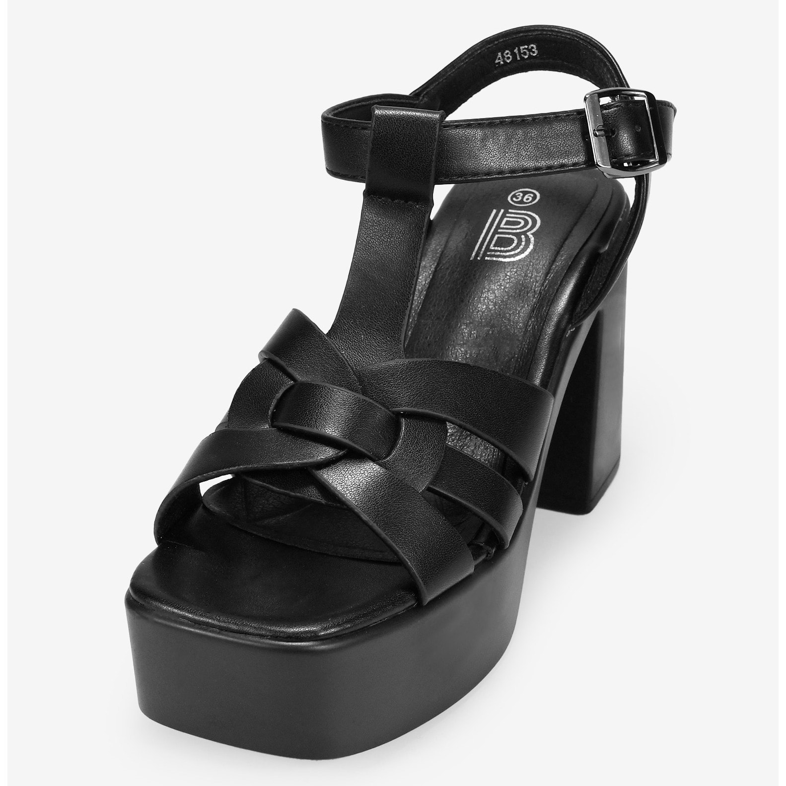Sandalias de plataforma negras con tacón ancho