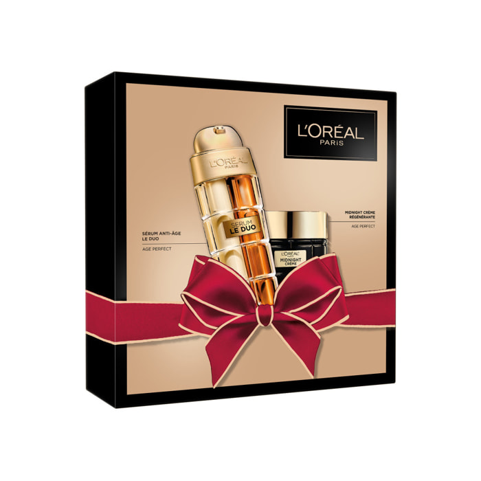 L'Oréal Paris - Coffret Luxe Anti-Age - Midnight Crème - Soin Visage Anti-Rides, Fermeté, Confort - Tous Types de Peaux - 50 ml