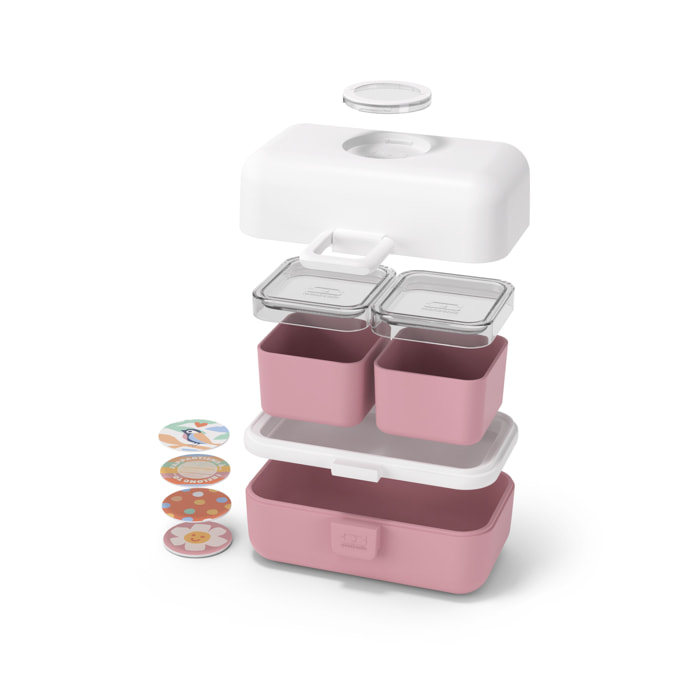 Lunch box à compartiments pour enfant Tresor 800ml Blanc/Rose