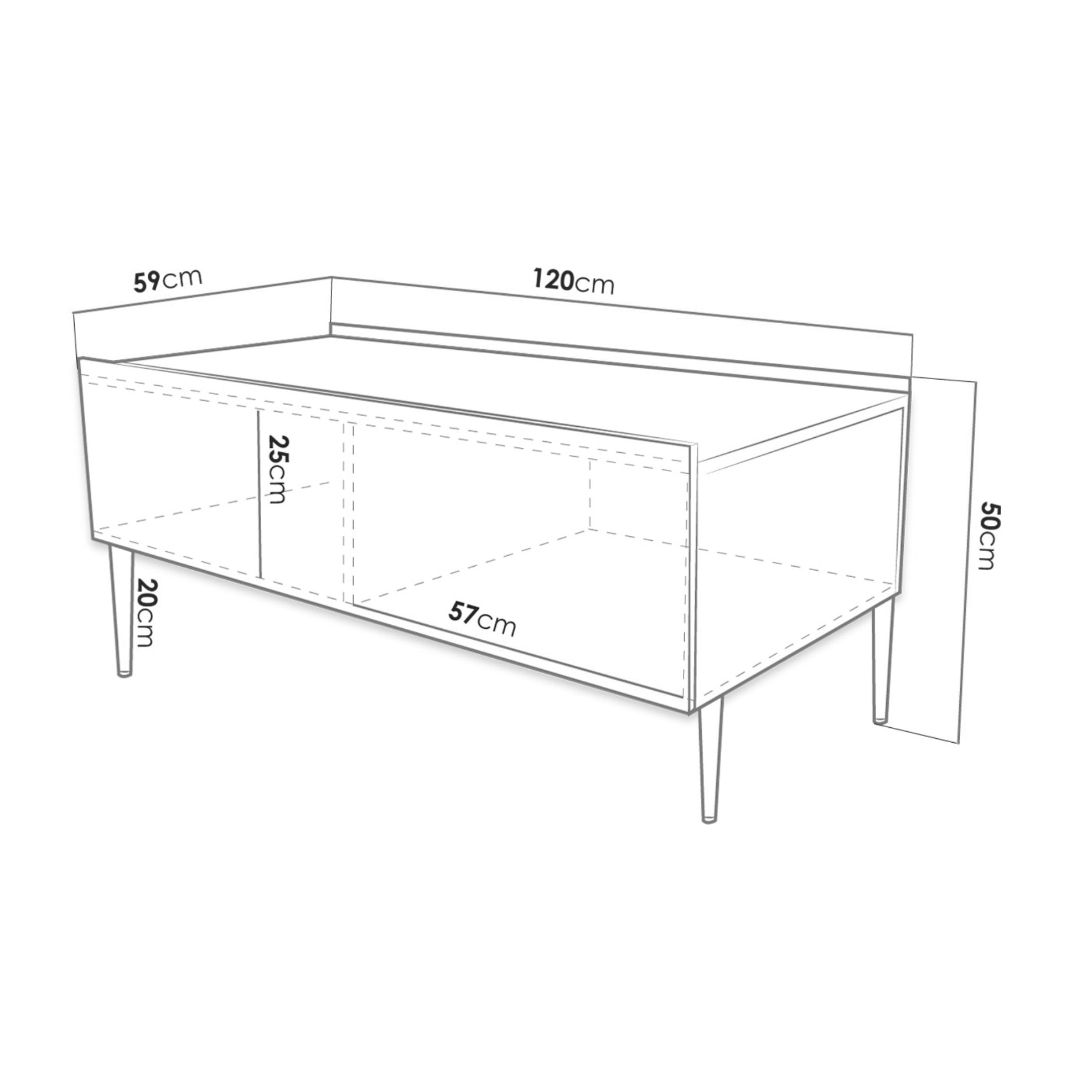 Ambre - table basse - 120 cm - style contemporain - Blanc / Doré