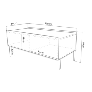 Ambre - table basse - 120 cm - style contemporain - Blanc / Doré