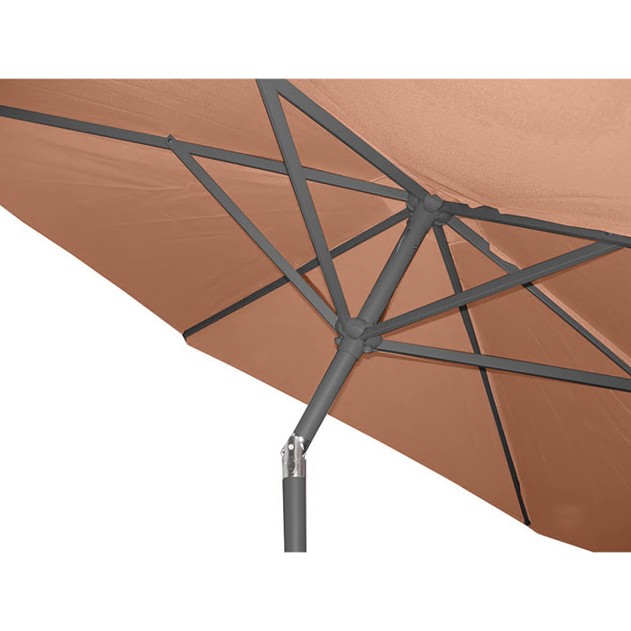 MARBELLA - Parasol à manivelle en aluminium gris anthracite et toile terracotta