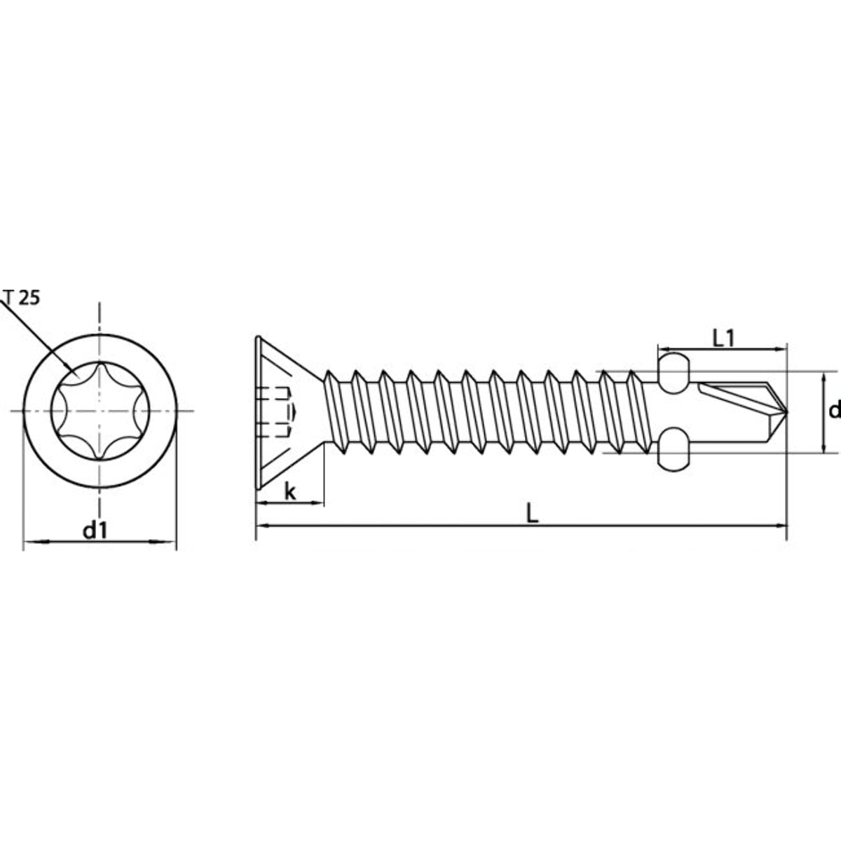 Vis autoperceuse à ailettes tête fraisée 6 lobes pointe 3 ACTON Ø5.5x50 - Boite de 100 - 624505.5X50