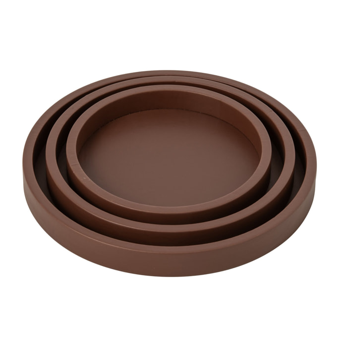J-Line 3 plateaux cuir - MDF - marron