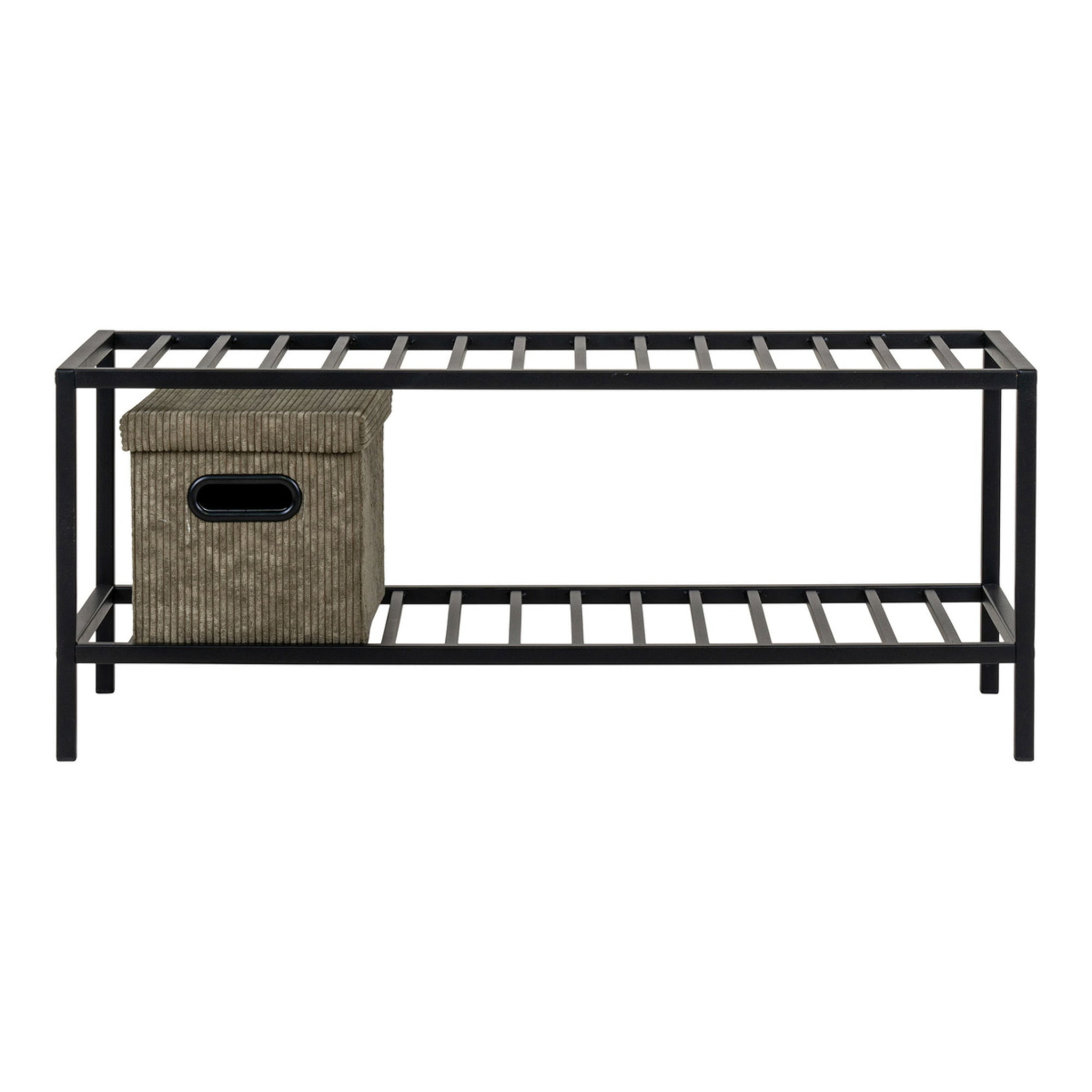 Scarpiera Vita a 2 ripiani in acciaio nero 79x34x32 cm