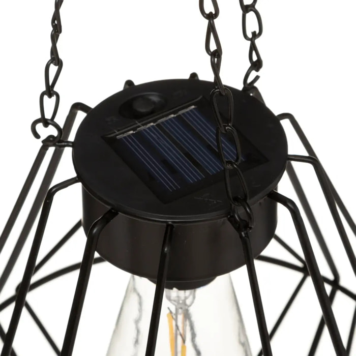 Suspension solaire "Flave" noire - métal filaire H24 cm