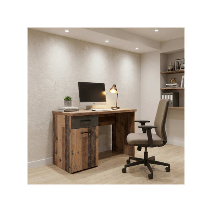 Bureau vintage 110 cm avec rangement en bois - TOM