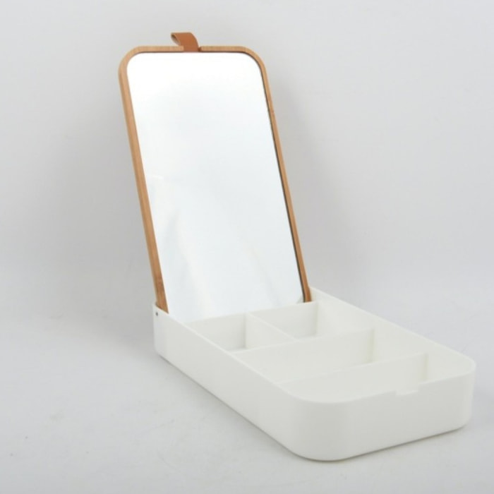 Boîte à bijoux avec miroir Bambou & PS rectangulaire ALAIS Blanc Spirella