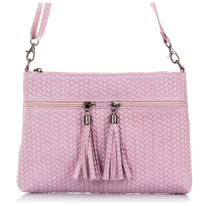 Oderzo Borsa a tracolla Donna.Pelle autentica Camoscio Inciso Spiga