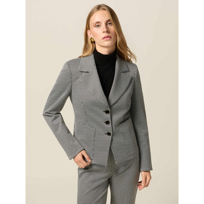 Oltre - Blazer de pata de gallo en punto milano - Gris