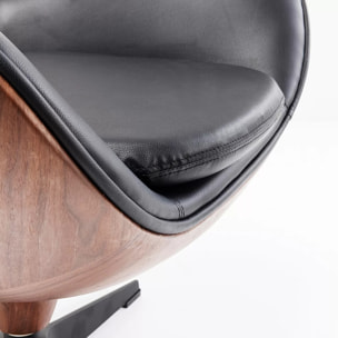 Fauteuil pivotant Lounge noyer Kare Design