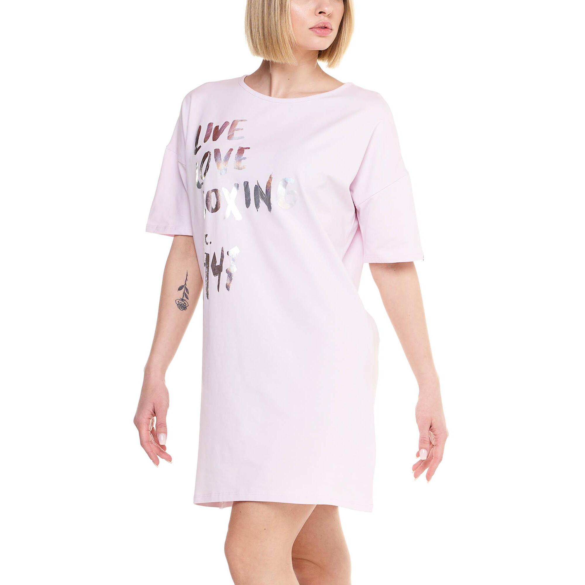 Camiseta maxi de manga corta de mujer brillante