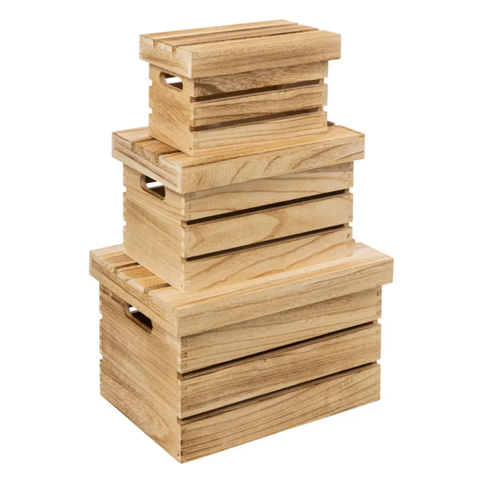 3 boîtes de rangement cagette en bois