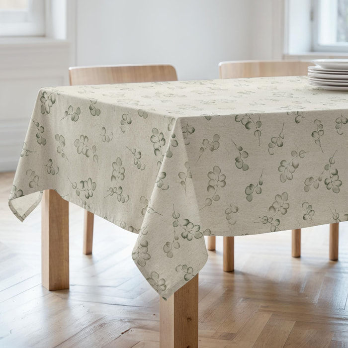 Nappe imprimée anti-tâches EUCALIPTO VERT