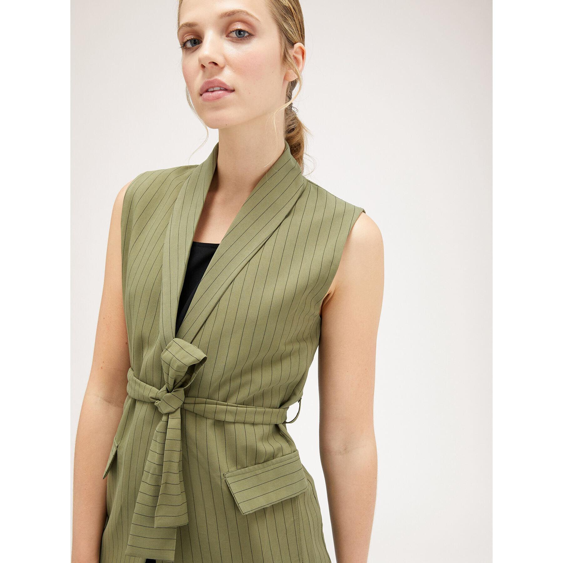 Motivi - Gilet lungo gessato - Verde