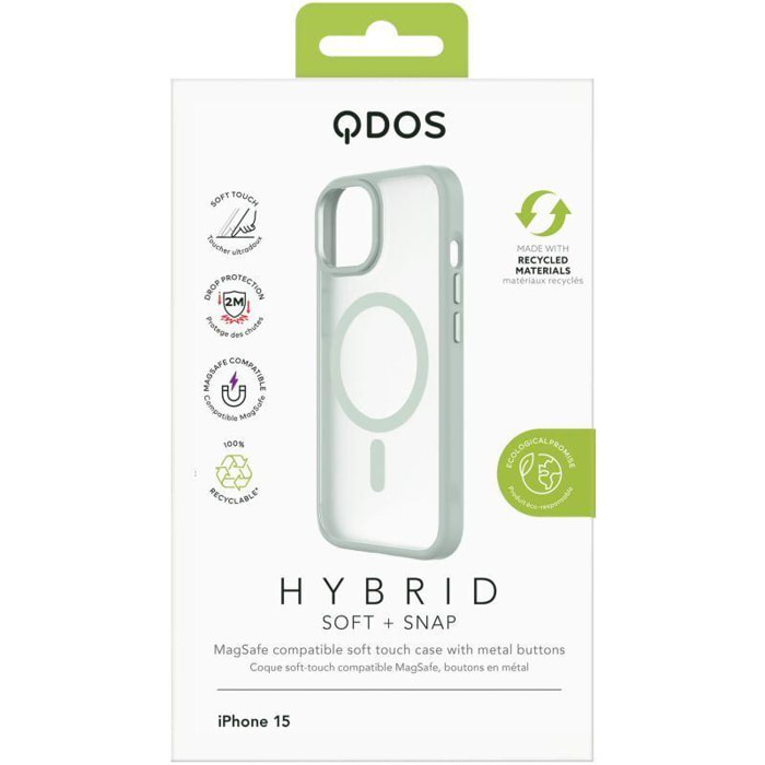 Coque bumper QDOS Iphone 15 Hybrid soft SNAP MagSafe Vert