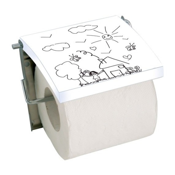 Porte Rouleau Papier Wc Mural MDF & Inox JARDIN D'ENFANTS  Blanc MSV