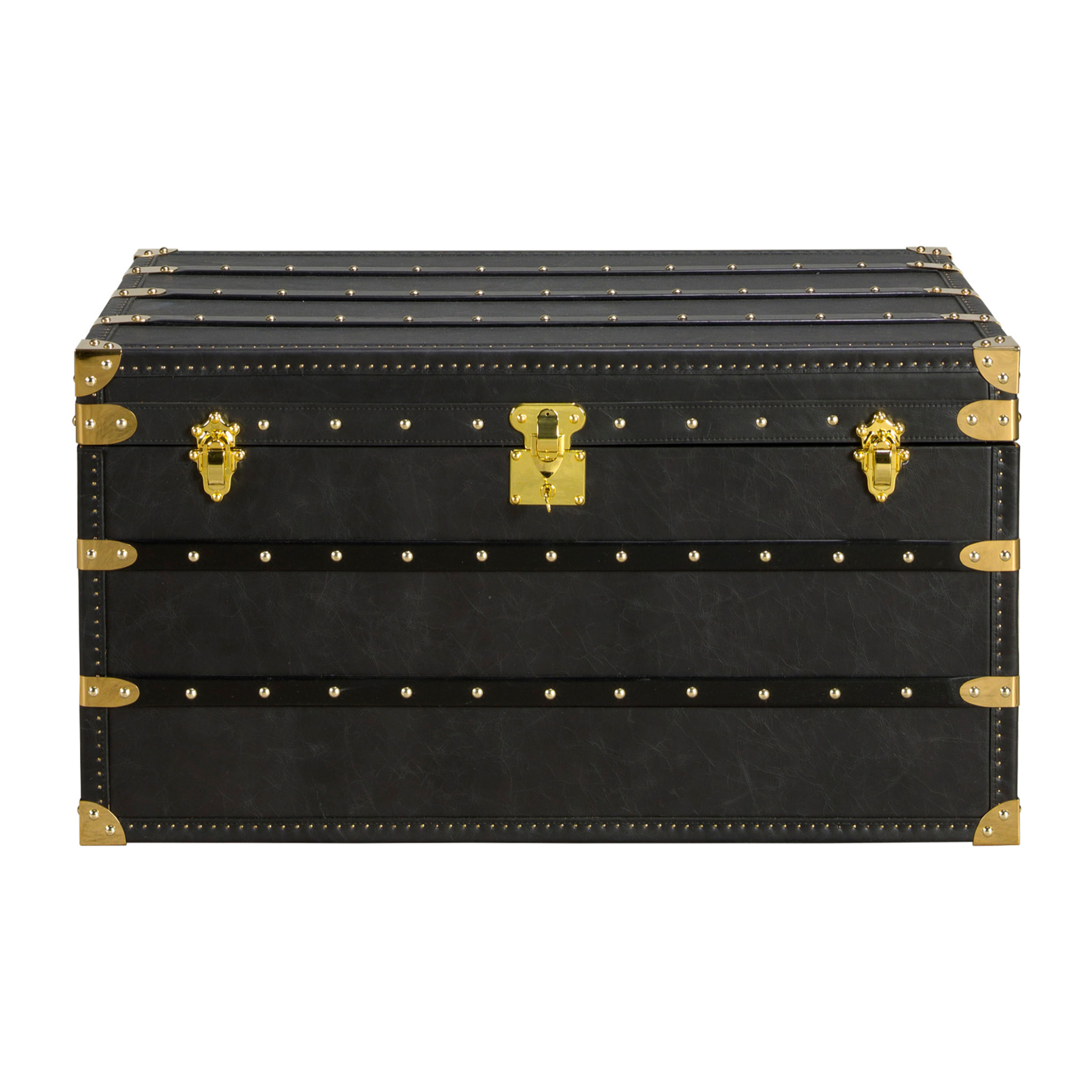 Baúl Angel Cerdá con estructura de madera MDF tapizada en piel de origen vacuno en negro 93x54x50cm