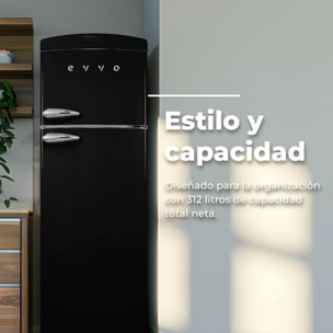 Frigorífico 2 puertas Evvo F50 Retro Gris, 242 l + 70 l, Gris, Total No Frost