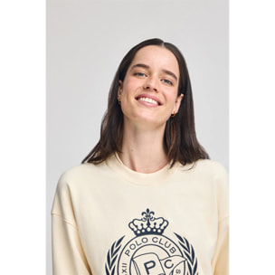 Sudadera Syren color crudo con gráfico náutico bordado