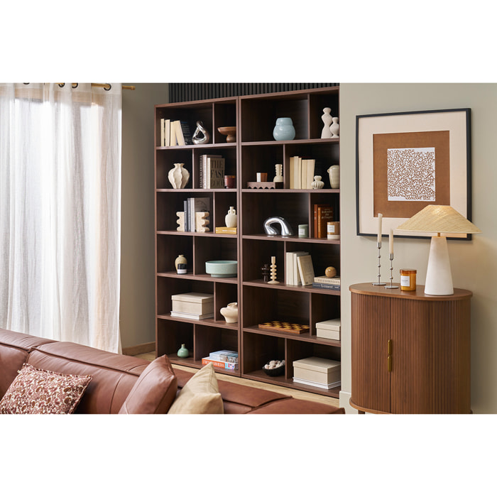 Bibliothèque design finition bois foncé noyer L92 cm EPURE