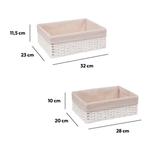2 paniers de rangement Blanc Vannerie