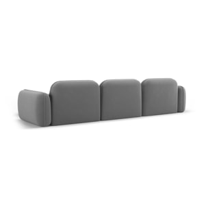 Canapé d'angle droit modulable "Lucien" 4 places en velours gris clair