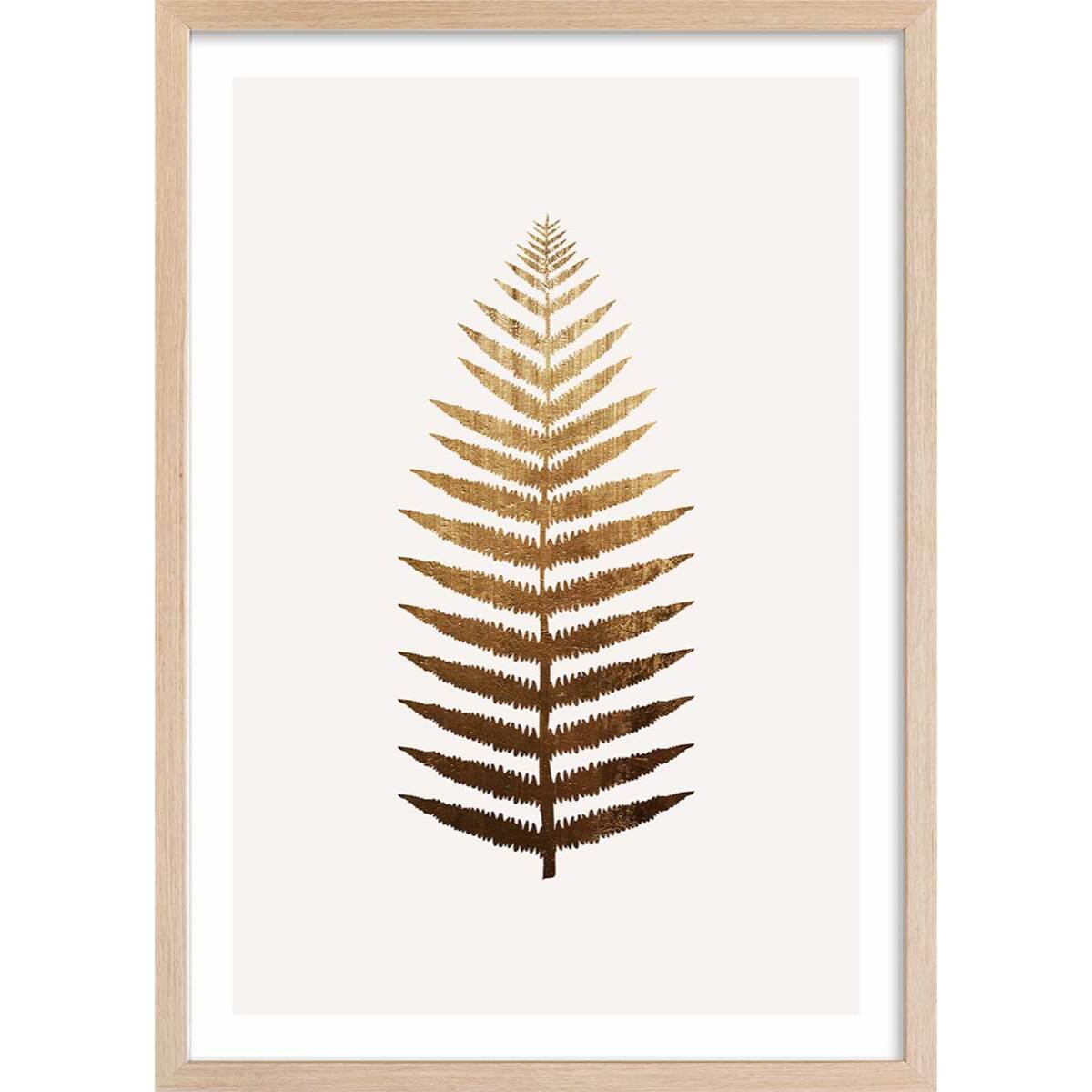 Affiche fleurs Fougere d'or Affiche + cadre en bois - Chêne