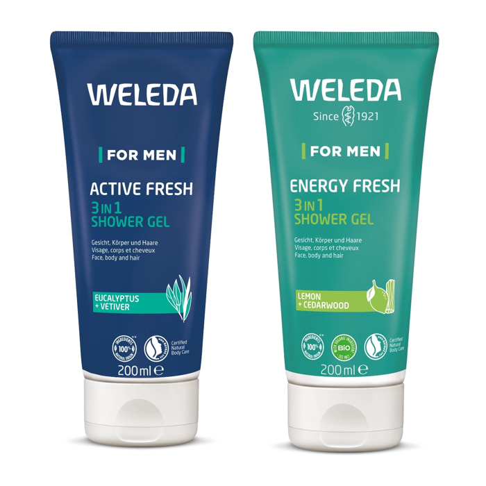 WELEDA -  Gel Douche 3in1 Active Fresh + Gel Douche 3in1 Energy Fresh 2*200ml