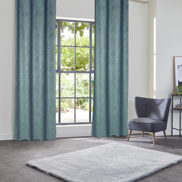 Rideau occultant effet velours "Fujo" bleu clair 135x260cm