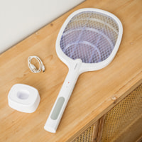 Racchetta elettrica per insetti ricaricabile con luce UV 2 in 1 Elecfly - bianco
