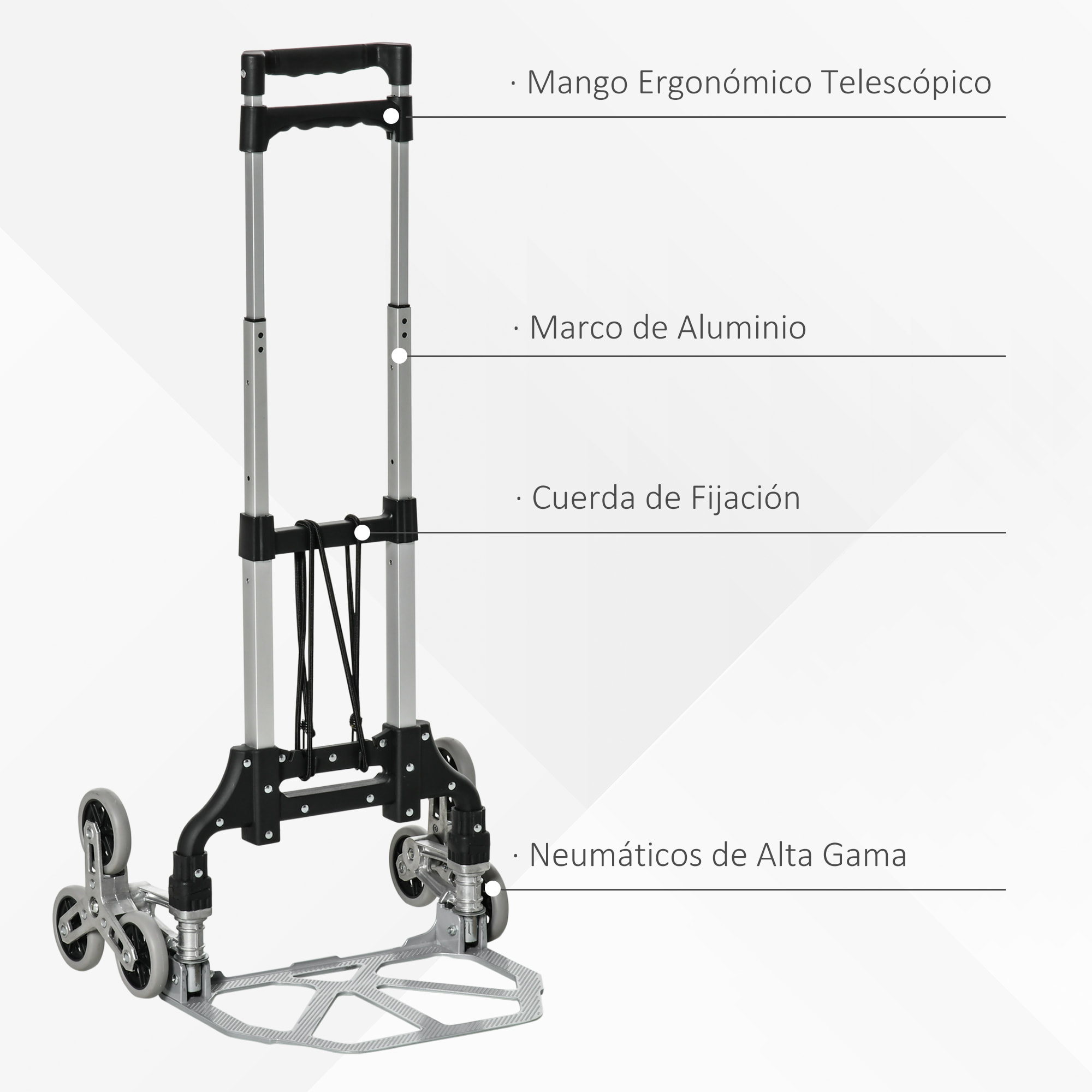 Carretilla de Mano Portátil para Escalera con Ruedas Carga 70kg Carretilla Plegable para Entrega Almacenes Mercado Viajar Mudarse