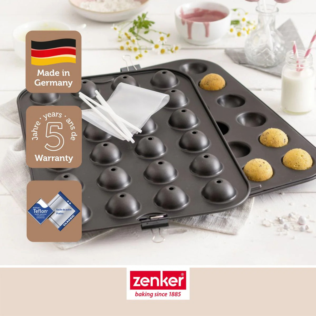 Set moule cake pop bâtonnets et sachets transparents 38 x 26 cm Zenker Special Creative
