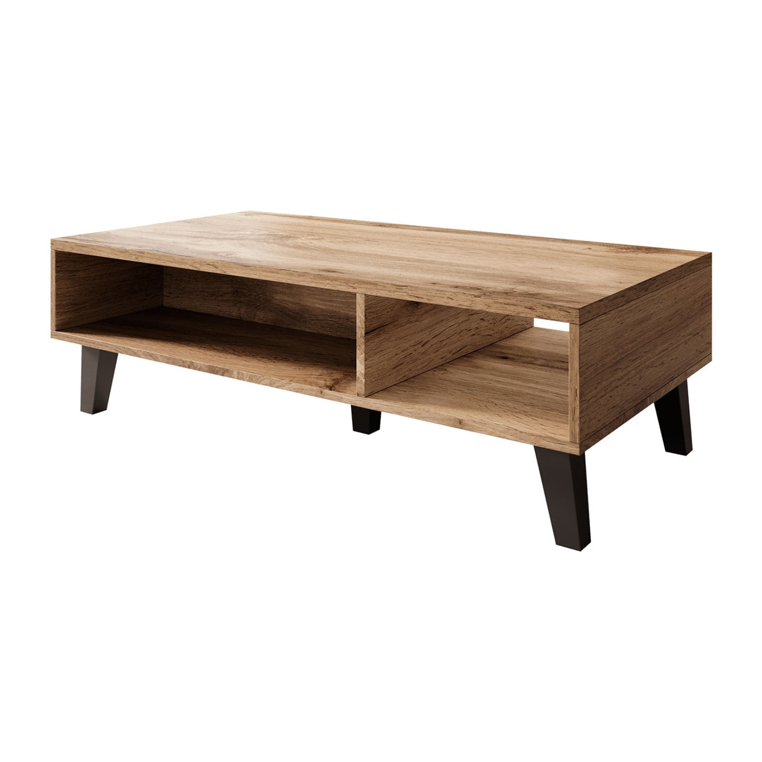 Lord - table basse - effet bois et noir - 110 cm - style industriel - Bois / Gris