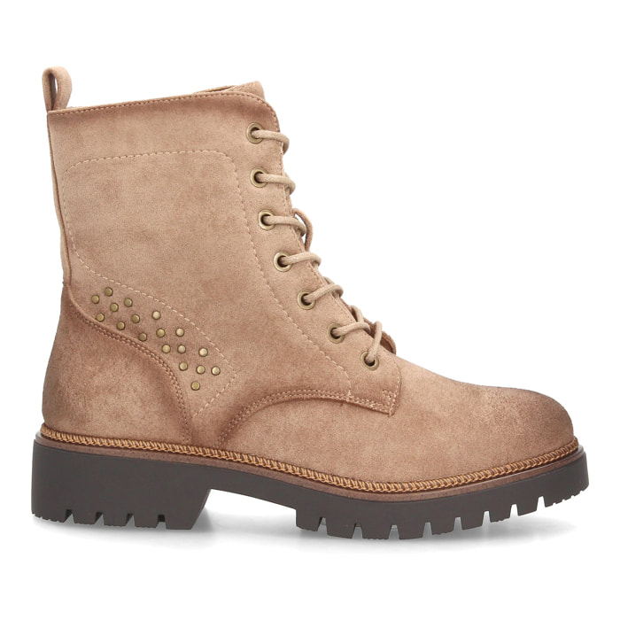 Botines militares con cordones y tachuelas para mujer