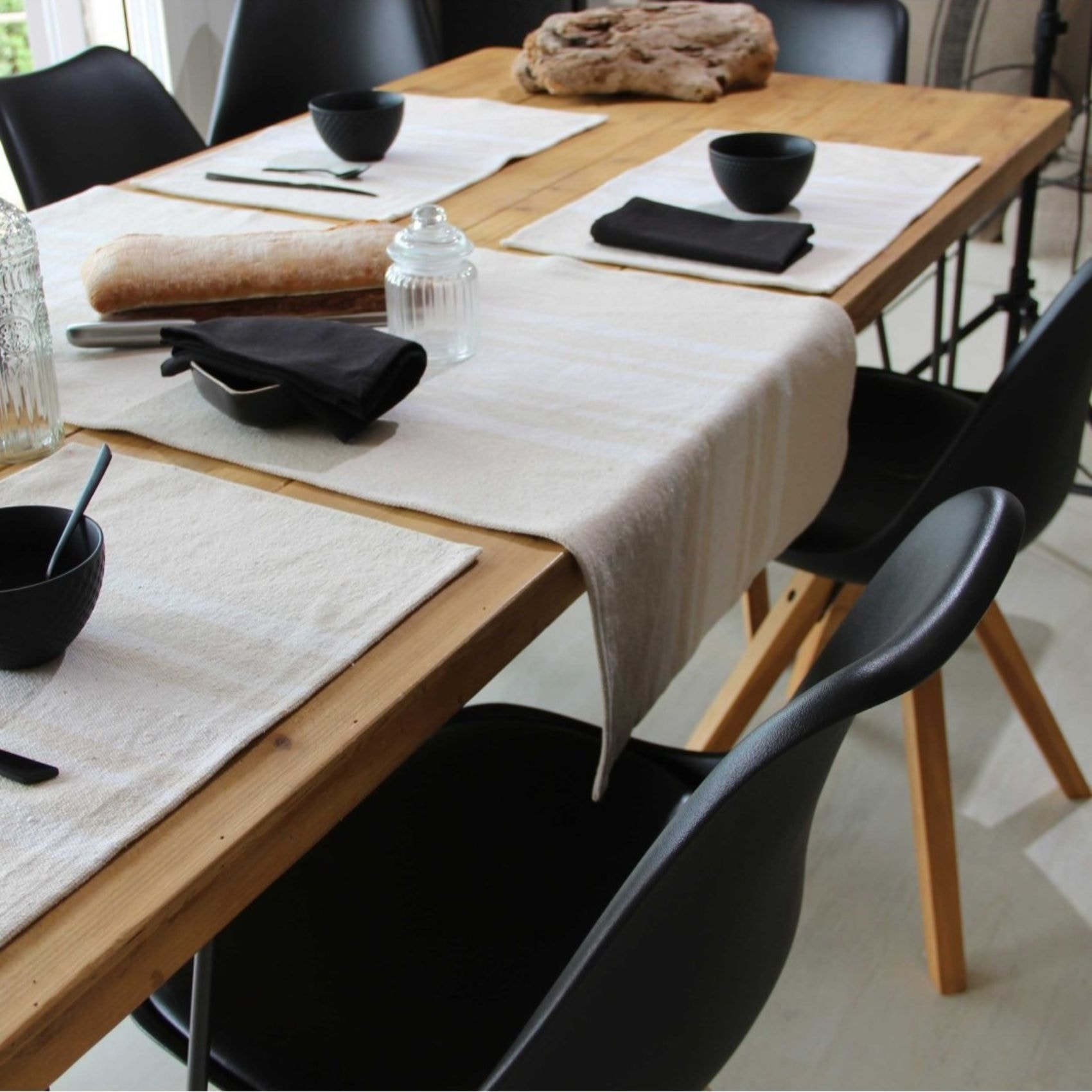 Chemin de table coton épais Rustique - Ecru