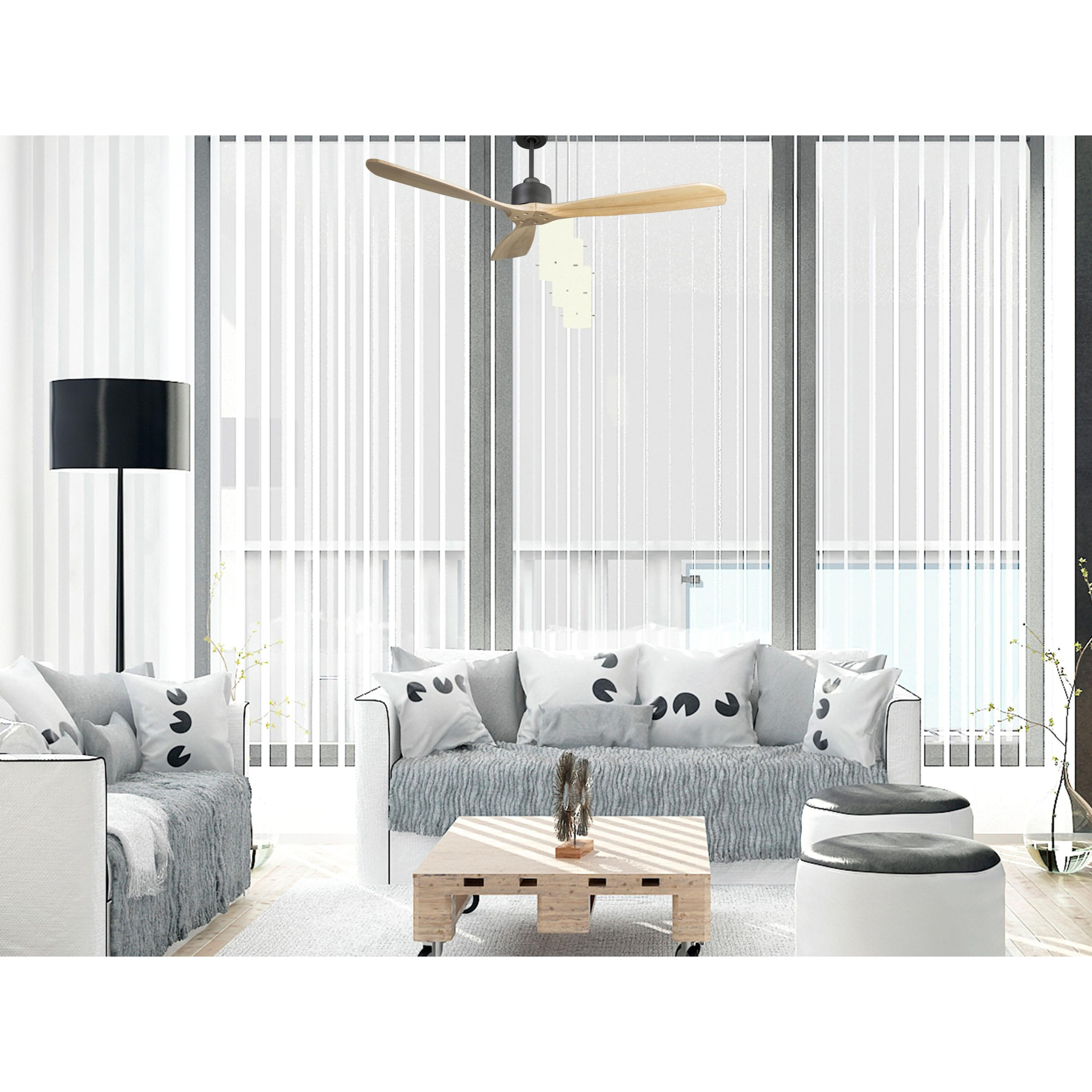 Ventilador de techo Reversible Termostato Wifi Motor DC Techos Inclinados Mando a Distancia Hypersilence Memoria FullWood FolegandrosD166C0365233 PURLINE