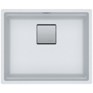 Set Kubus Evier sous plan 56x46cm Fragranit+, Blanc Glace + Mitigeur Grohe Monocommande SuperSteel (125.0512.506-DC1)