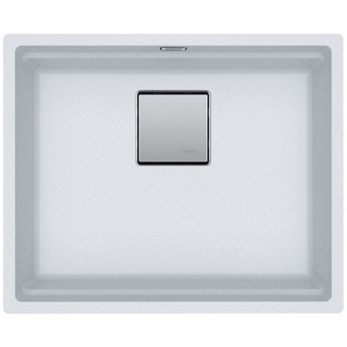 Set Kubus Evier sous plan 56x46cm Fragranit+, Blanc Glace + Mitigeur Grohe Monocommande SuperSteel (125.0512.506-DC1)